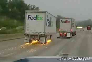 FedEx-chauffeur verliest z'n oplegger