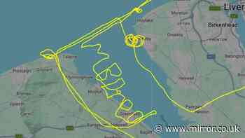 Pilot writes message in the air during flight over Liverpool