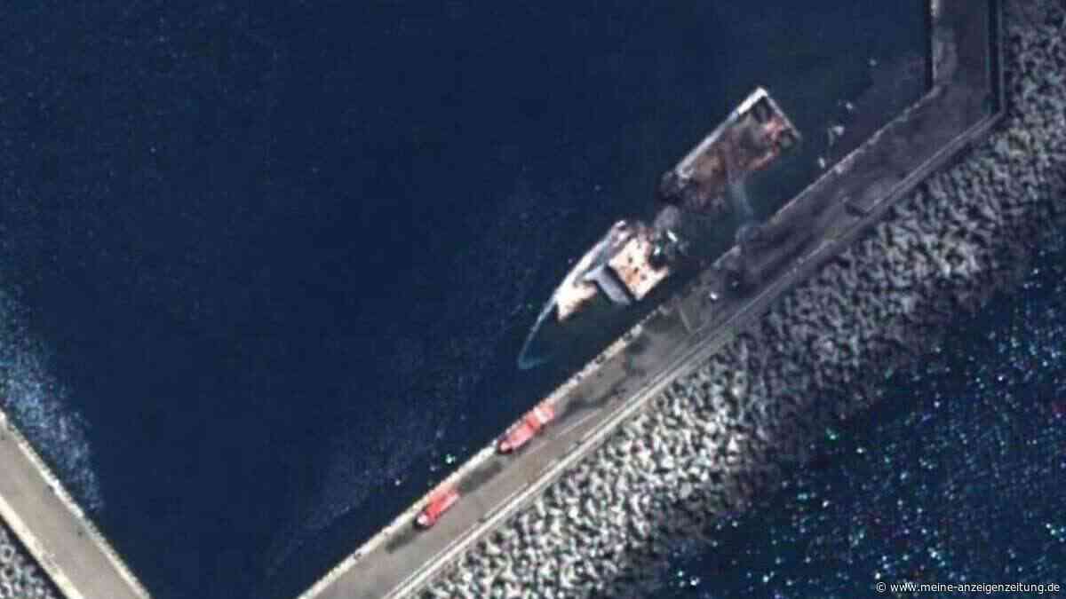 Satellitenbild soll zeigen: Ukraine versenkt russisches Grenzschutzschiff