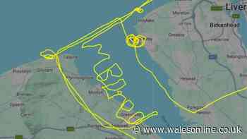 Pilot spells out two-word message in the sky during flight over Wales