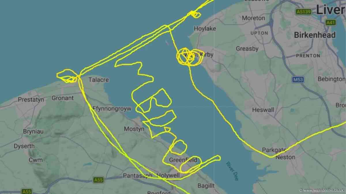 Pilot spells out funny message in the sky during flight over Wales