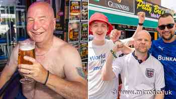 England fans on the beer in Benidorm with hours to go until kick off against Argentina