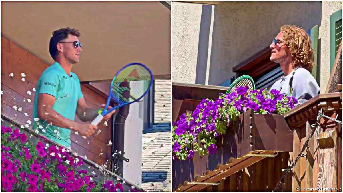 Tsitsipas e Ruud sorprendono i passanti: il palleggio da un balcone all’altro, show nel centro di Gstaad | Video