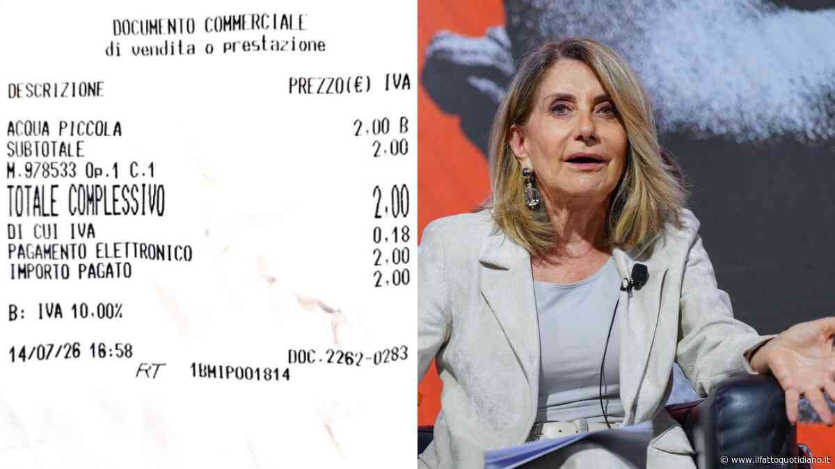 “Si può speculare così sul caldo senza vergogna?”: Tiziana Ferrario pubblica lo scontrino con l’acqua a 2 euro in un bar di Roma, scoppia la polemica
