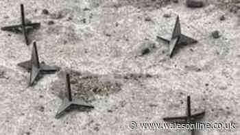 Somebody keeps leaving metal spikes in the middle of a public pathway