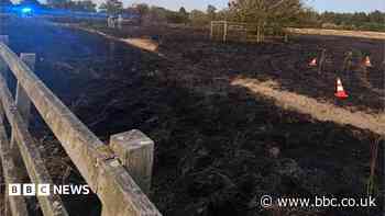 Crews tackle large grass fire near allotments