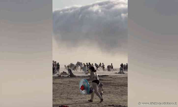 Una “nuvola tsunami” sulle spiagge del nord della Francia: la fuga dei bagnanti