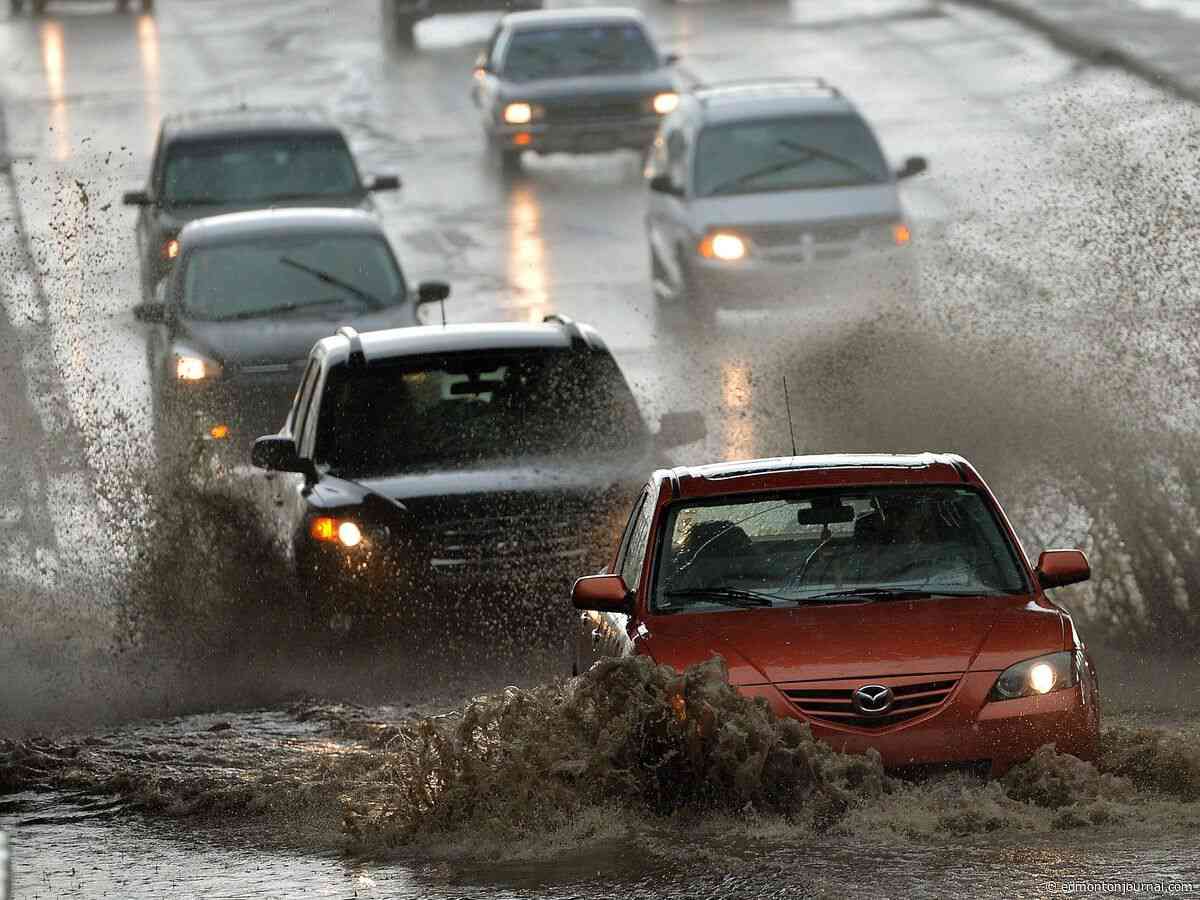 Flooding from storm closes several north Edmonton roadways