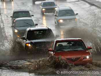 Flooding from storm closes several north Edmonton roadways; Severe thunderstorm watch issued