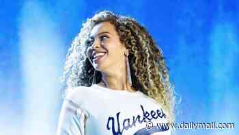 Blue is new Bey! Blue Ivy, 14, looks just like her superstar mother Beyonce as she mirrors her style with new blonde curls and a matching Yankees ensemble to join dad Jay-Z on stage