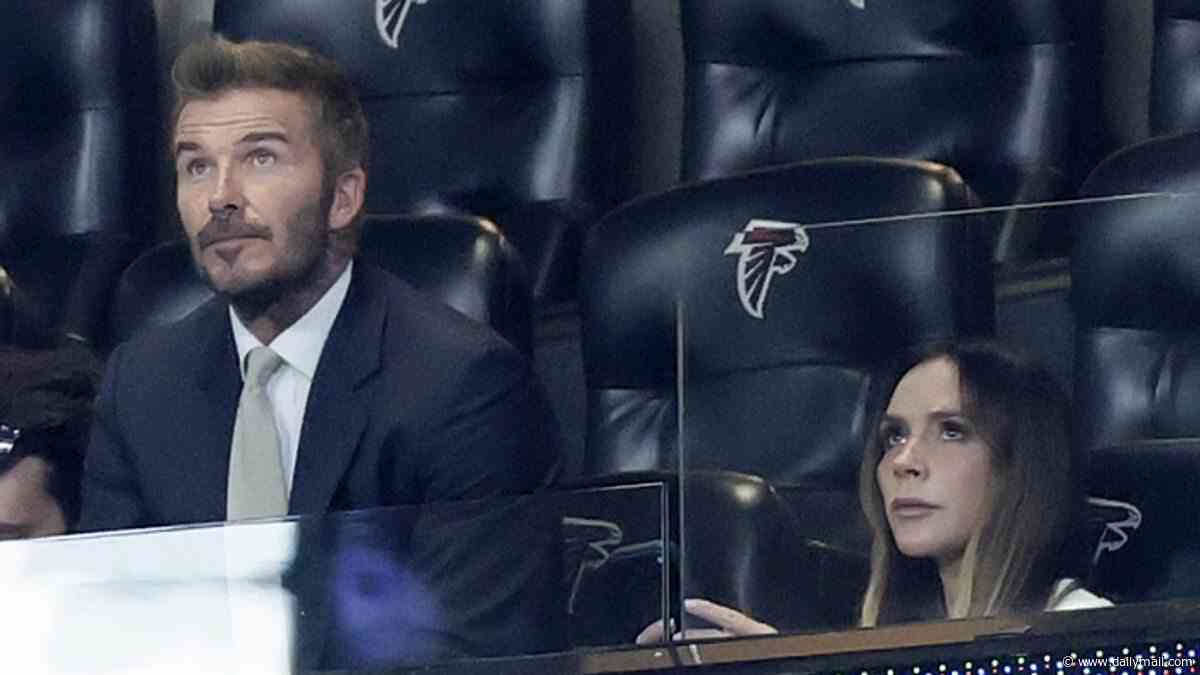 David Beckham looks nervous as he arrives in the stands with wife Victoria and their family ahead of England vs Argentina World Cup semi-final