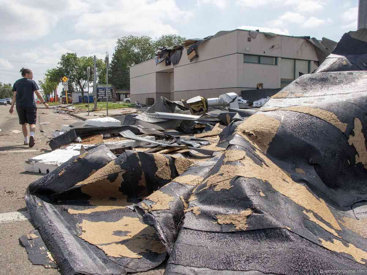 Storm damages north Edmonton school, floods Yellowhead Trail; Severe thunderstorm watch issued