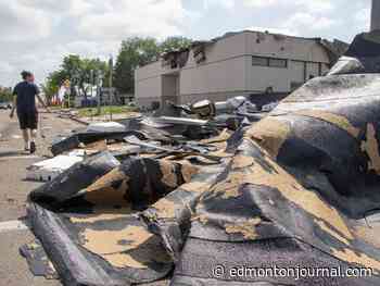 Storm damages north Edmonton school, floods Yellowhead Trail; Severe thunderstorm watch issued