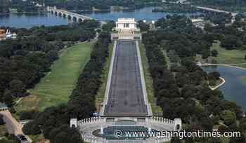 Drained Reflecting Pool reveals Trump's 'American flag blue' liner is now closer to gray