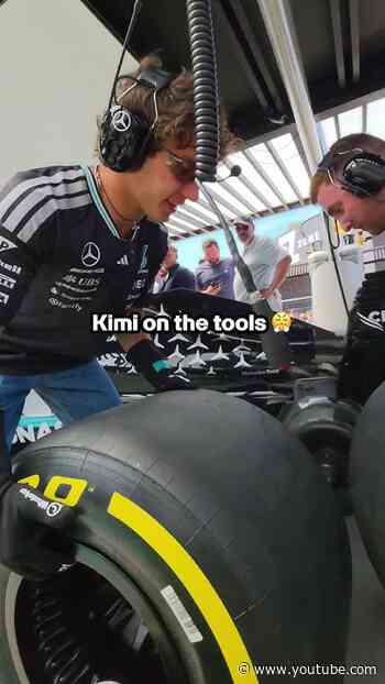 Testing out for the pit crew with Kimi 💪 #kimiantonelli #mercedesf1 #f1