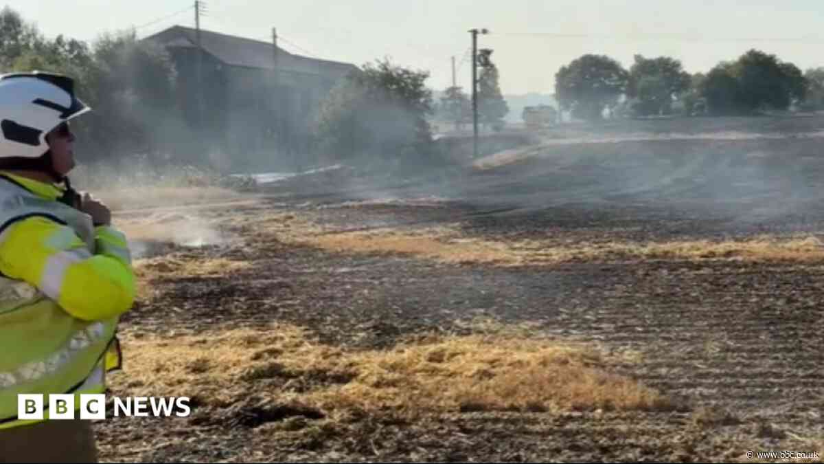 Combine harvester fire damages 44-acre field