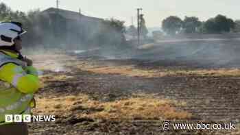 Combine harvester fire damages 44-acre field