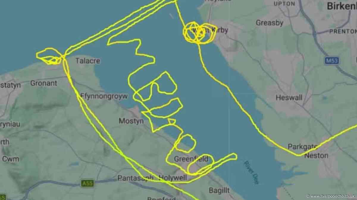 Pilot spells out cheeky message in the sky during flight over Liverpool