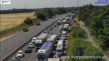 M62 live as crash causes huge traffic queues