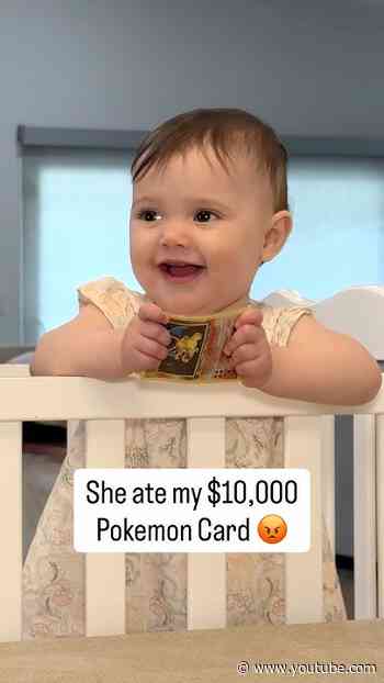 She ate my $10,000 Pokemon Card! 😡 #Baby #Parenting #Pokemon