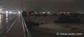 Large structure gets swept away in Guadalupe River floodwaters, hits Kerrville bridge