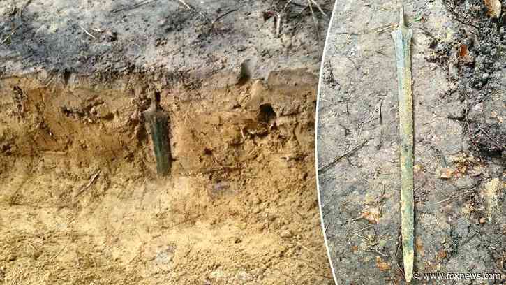 Mystery deepens after 2,700-year-old bronze sword emerges standing upright