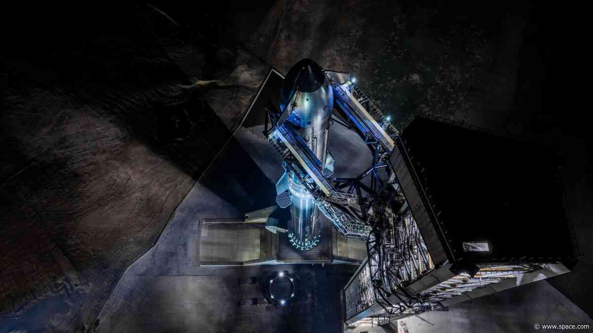 SpaceX stacks massive Starship rocket ahead of today's Flight 13 test launch (video)