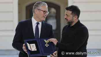 Keir Starmer gets ANOTHER medal on farewell visit to Kyiv as outgoing PM unveils £255m for Ukrainian fighter jets and says UK backing 'will not waver' under Andy Burnham