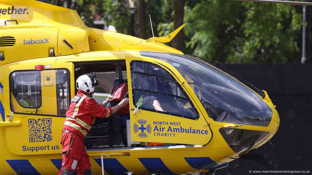 Two men stabbed in Bury as air ambulance lands and arrest made