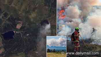 Wildfire so big it could be seen from space rages across northern Scotland, with four-mile long blaze still spreading after 24 hours