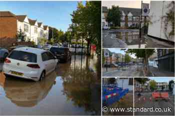 Thousands left without water after burst pipe floods west London street