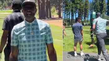 Wild moment NFL legend Jerry Rice chases down heckler who yelled at him during celebrity golf tournament
