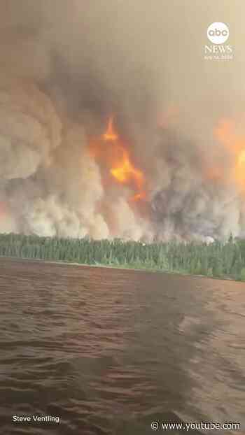 Lake Tamarack engulfed in flames from Canadian wildfire