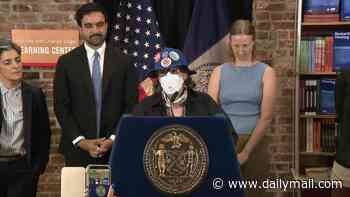 Woke NYC mayor invites woman in huge floppy hat to address meeting and say that evictions are 'VIOLENCE'