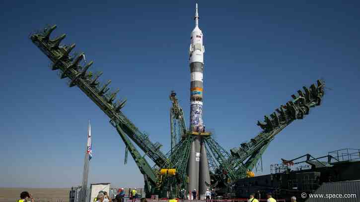 Astronauts just launched on a Soyuz rocket with an energy-drink ad on it, continuing a Russian tradition
