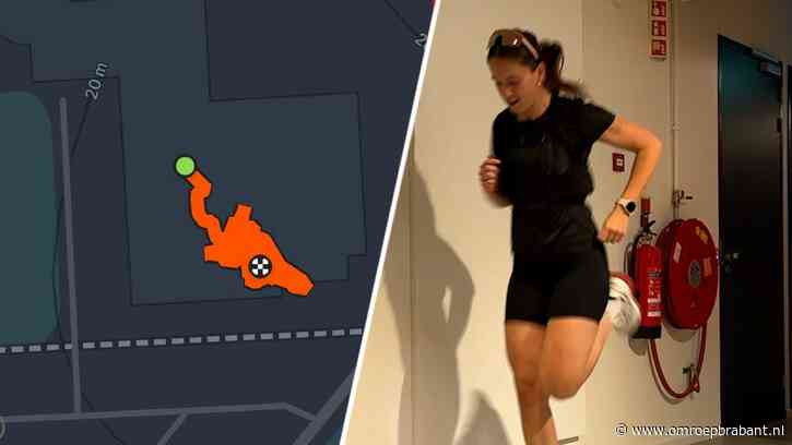 Femke rent eerste Omroep Brabant-Strava door de radiostudio
