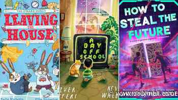 The best books to keep kids of all ages entertained this summer holiday: LEAVING THE HOUSE by Sally Nicholls Illustrated by Ellie Snowdon, A DAY OFF SCHOOL by Oliver Jeffers Illustrated by Kevin Waldron, HOW TO STEAL THE FUTURE by Christopher Edge