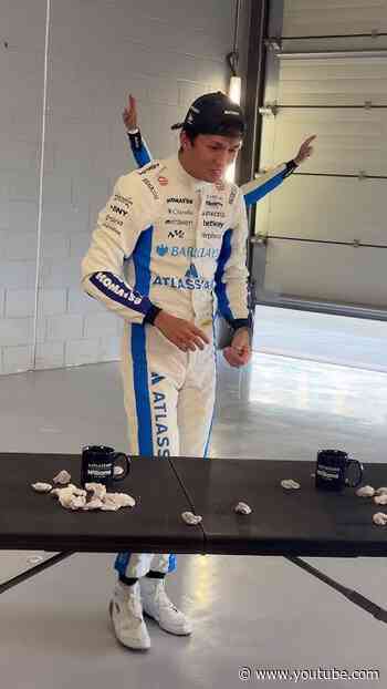 Next up on Grid Games,  tea bag throwing. Full video drops tomorrow on YouTube 📺☕️ #f1
