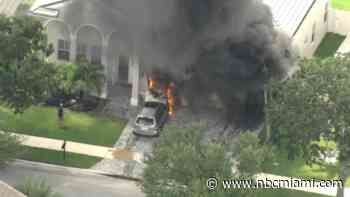 Crews respond after large fire breaks out at home in Weston