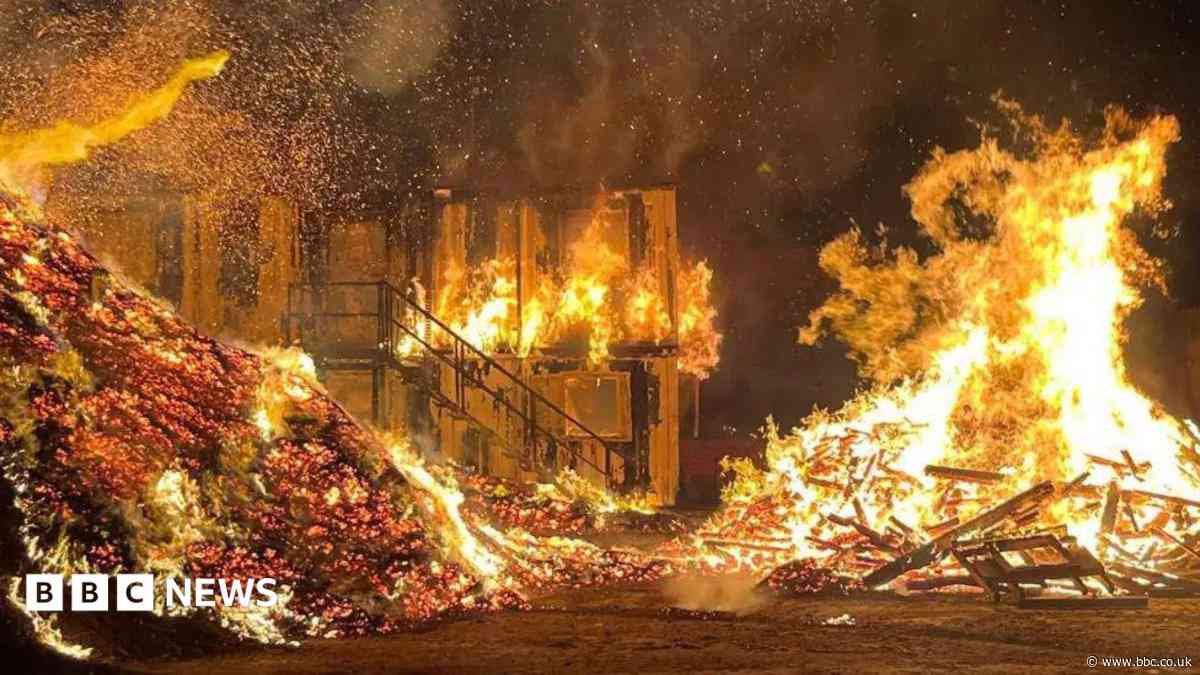 Firefighters leave scene of huge woodchip blaze