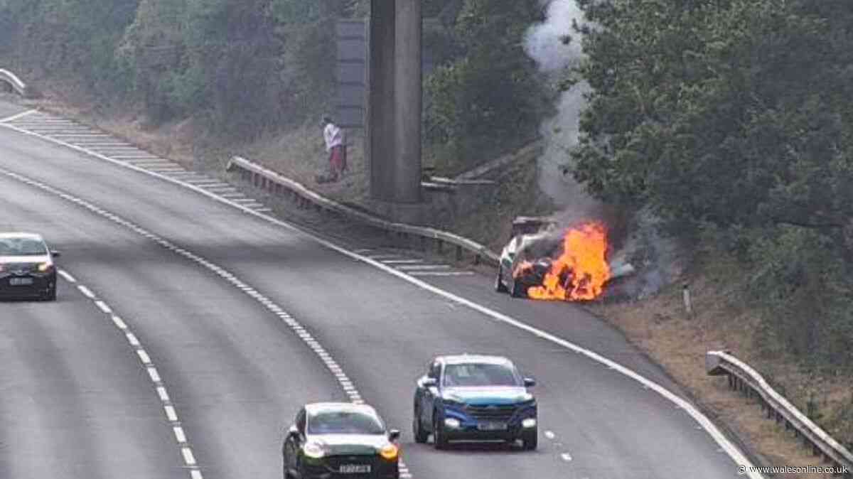 M4 car fire causes delays on first day of summer holidays