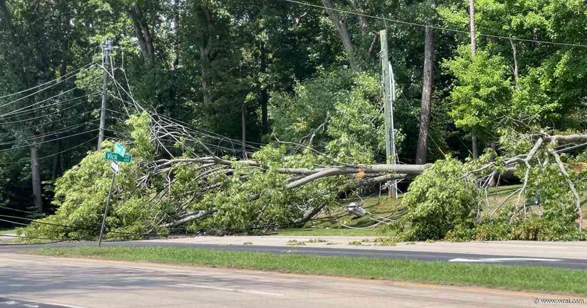Power lines, tree down, closing Glenwood Ave. in Raleigh