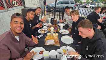 Taking your foot off the gas, lads? England stars including Jude Bellingham gorge on BBQ FOOD at a petrol station ahead of third-place play-off