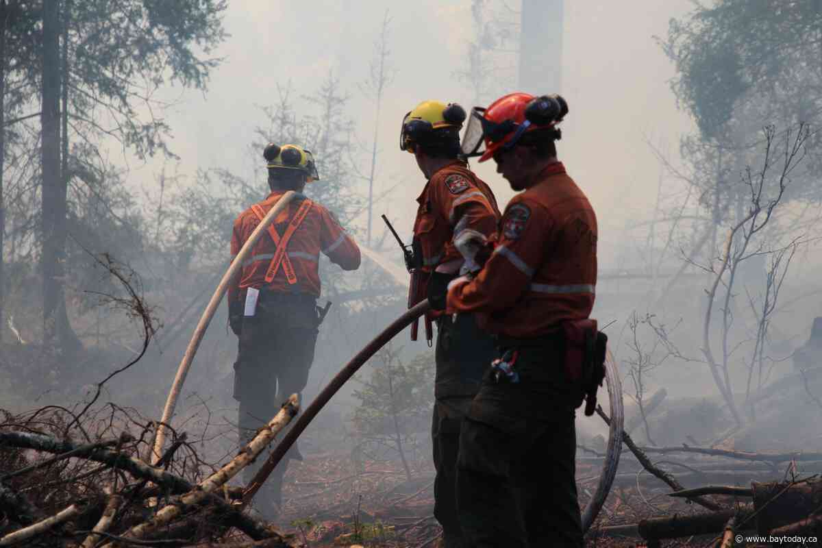 Fire northeast of Restoule Provincial Park being observed