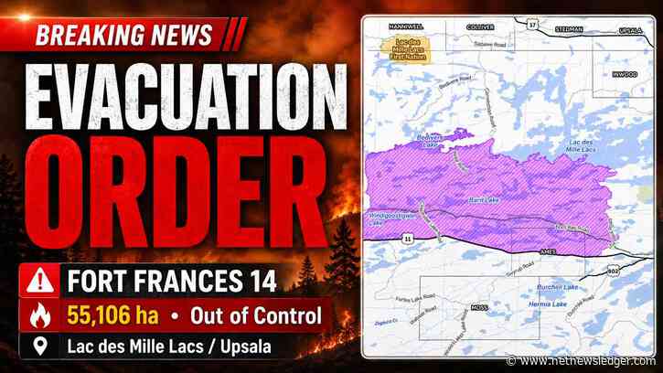 Evacuation ordered near Fort Frances 14 as the 55,106-hectare wildfire remains uncontrolled