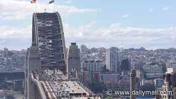 Driver dies after crashing on the Sydney Harbour Bridge following a suspected medical episode - with traffic seen banked up for kilometres