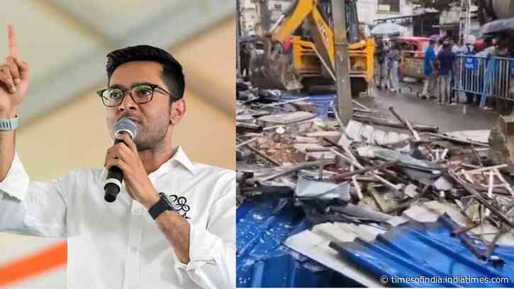 Bulldozer action  at Trinamool MP Abhishek Banerjee's office in West Bengal; heavy police deployed