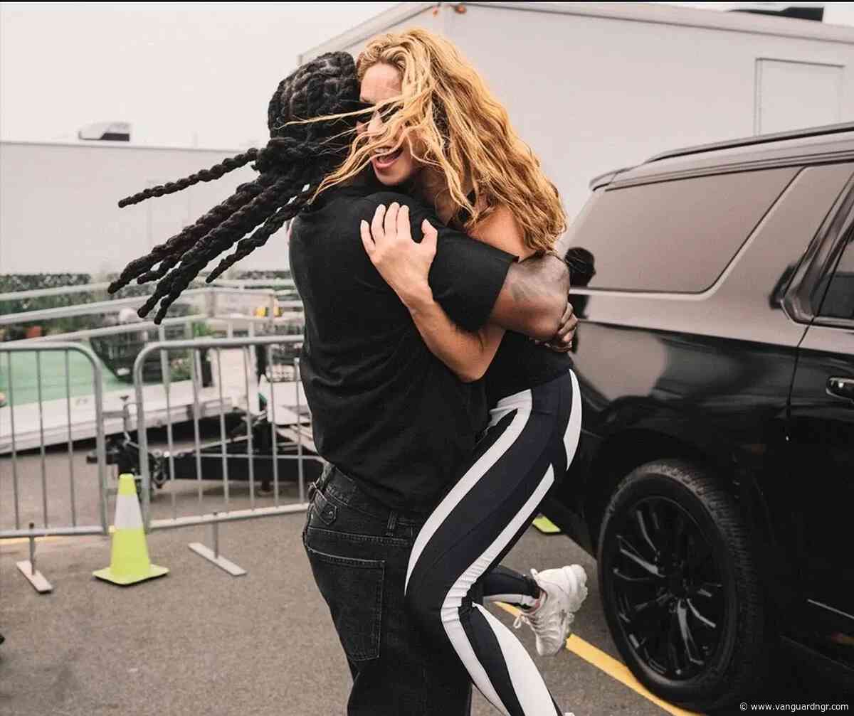 Photos: Burna Boy reunites with Shakira ahead of World Cup final halftime show