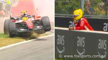 ‘Destroyed the car, mate’: Lewis crash leaves Ferrari scrambling as Max FUMES over near miss