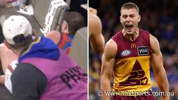 ‘That is nasty!’ Bizarre bench mishap injures Harley as Lions survive Eagles scare